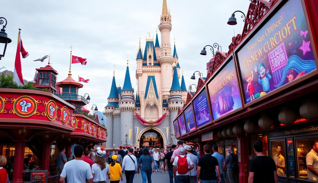 Disney theme park with digital signage displays
